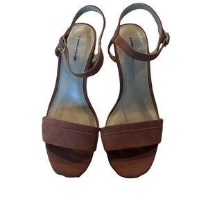 J.Crew Brown suede Women's wedge Sandals 
size 9    3inch heel ankle strap